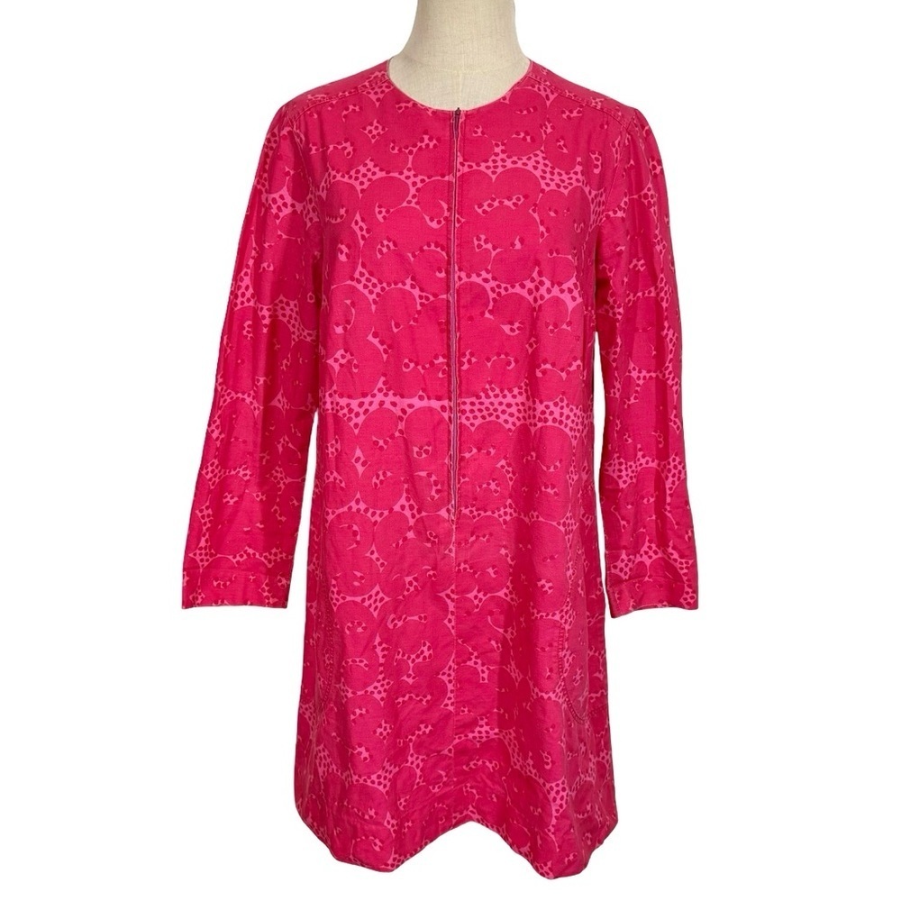 VINTAGE Marimekko Zip Front Shift Smock Dress in Tarha Pattern Sz:40/US12 1960s